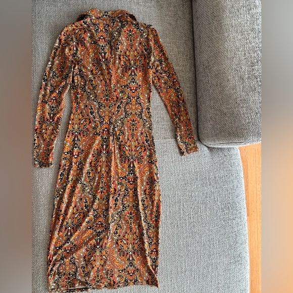 MICHAEL KORS Paisley Snap-Front Midi Dress Size Small — NOT OUTLET BNWT - Picture 13 of 16